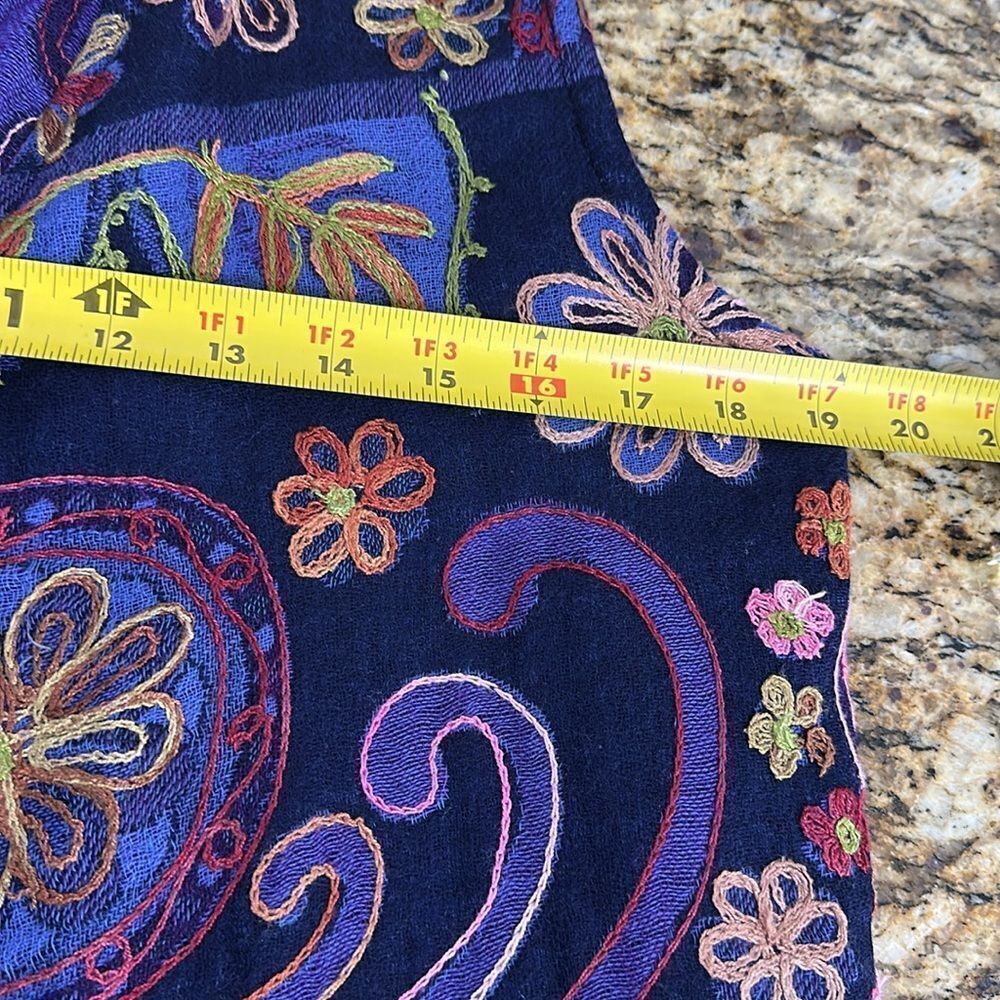 Soft Surroundings Boho Wool Colorful Paisley Floral Embroidered Vest Size S/M - Picture 5 of 6